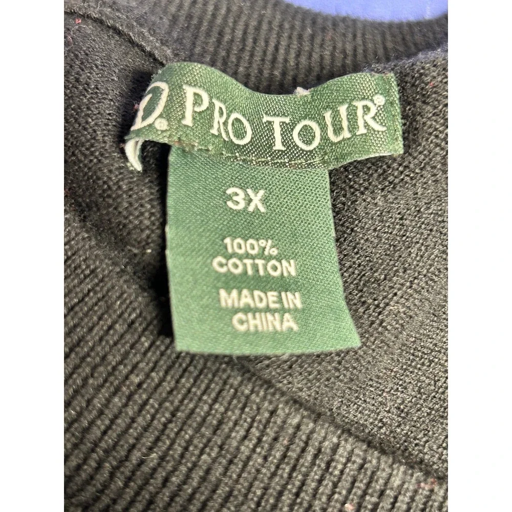 Pro Tour Mens Argyle Sweater Vest V-Neck Black Yellow Gray 3X
